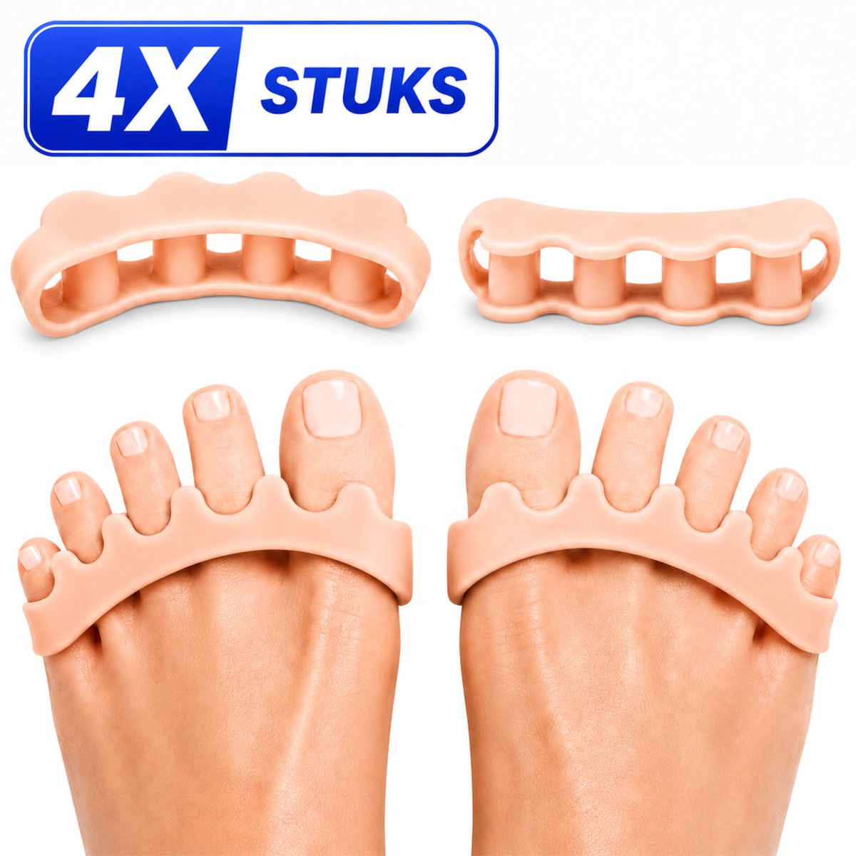 4x Teenspreider Hallux Valgus - Siliconen Teencorrector Grote Teen & Hamerteen - Teenbeschermer