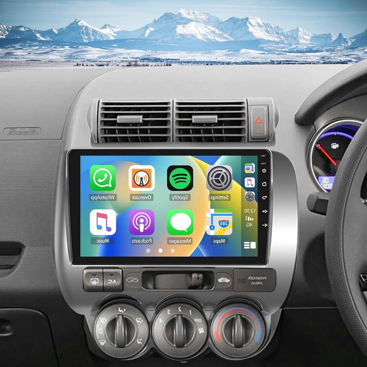 9 inch 2 DIN Android 15 Autoradio voor H-onda Jazz GD 2002-2008 (4 64GB) Touchscreen Display Radio Multimedia Speler Hoofdunit met Carplay GPS Navigatie WiFi BT SWC DSP FM RDS,K2 pro