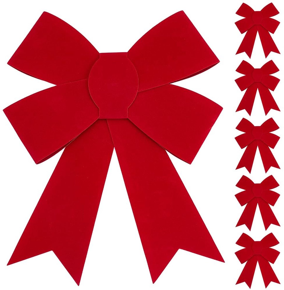 Dailygoods- Kerststrikken 6 Stuks - Grote Rode Decoraties 20 x 28 cm - PVC Ornamenten - Hangende Versieringen - Voor Binnen/Buiten Gebruik - Brede Toepassingen - Kerstdecoratie