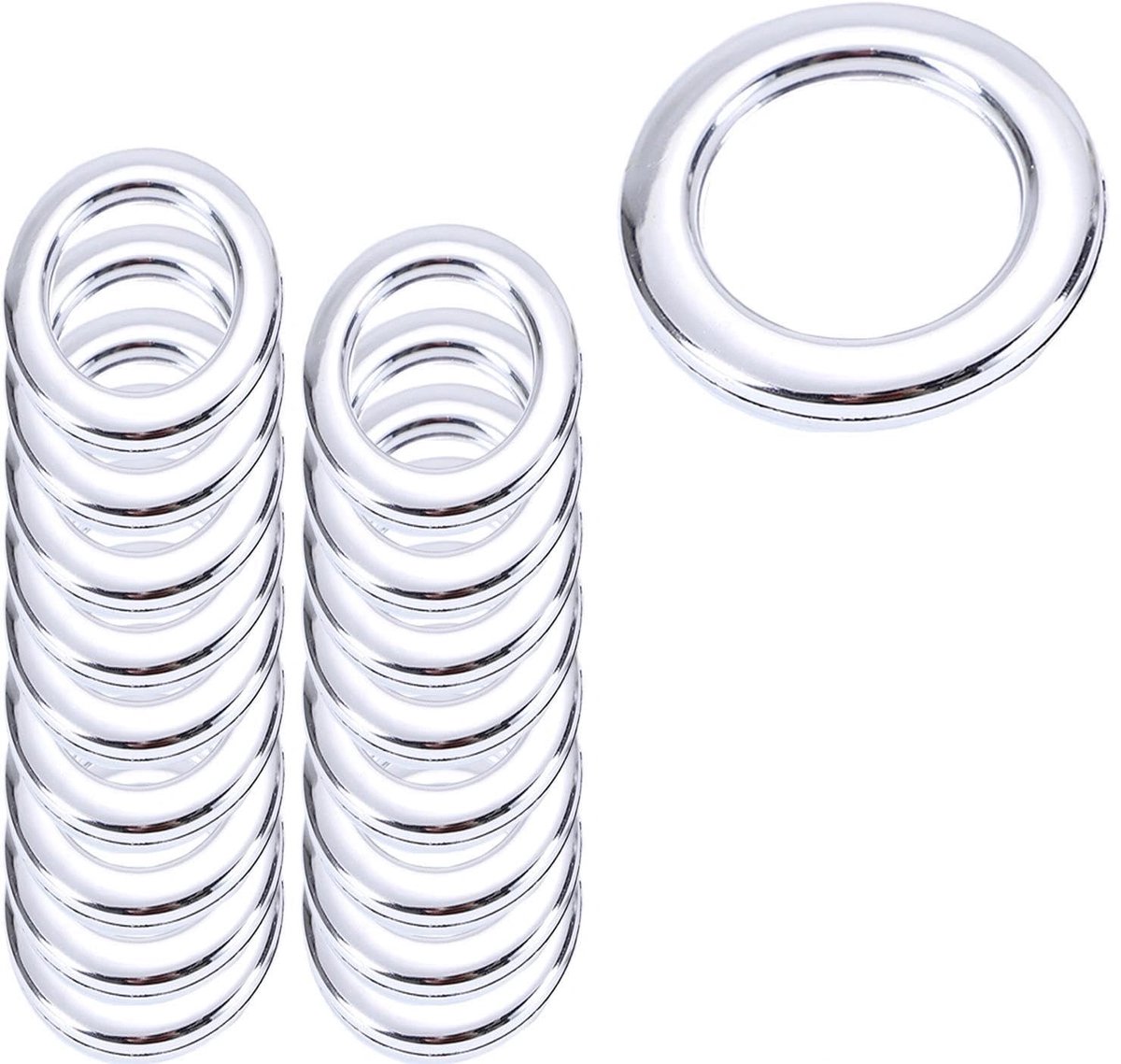Dailygoods- Gordijnringen 20 Stuks - PP-Kunststof - Zilver - Slijtvast - Corrosiebestendig - Voor Gordijnaccessoires - Gordijnogen