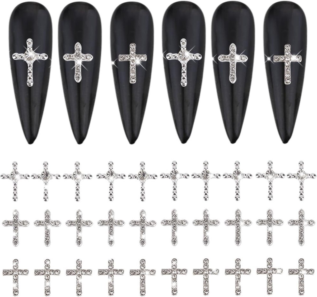 Dailygoods- Nail Art Charms 30 Stuks - 3 Stijlen - 3D Metalen Decoraties - Zilveren Nail Decoraties - DIY Manicure - Voor Vrouwen - Nageldecoraties