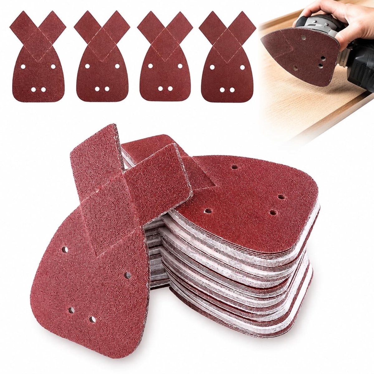 Dailygoods- Slijppapier Set van 40 Stuks - Schuurpapier 140mm - Diverse Korrelgroottes 40#/80#/120#/150# - Precisie Schuren - Polijsten - Geschikt voor Detail Schuurmachines
