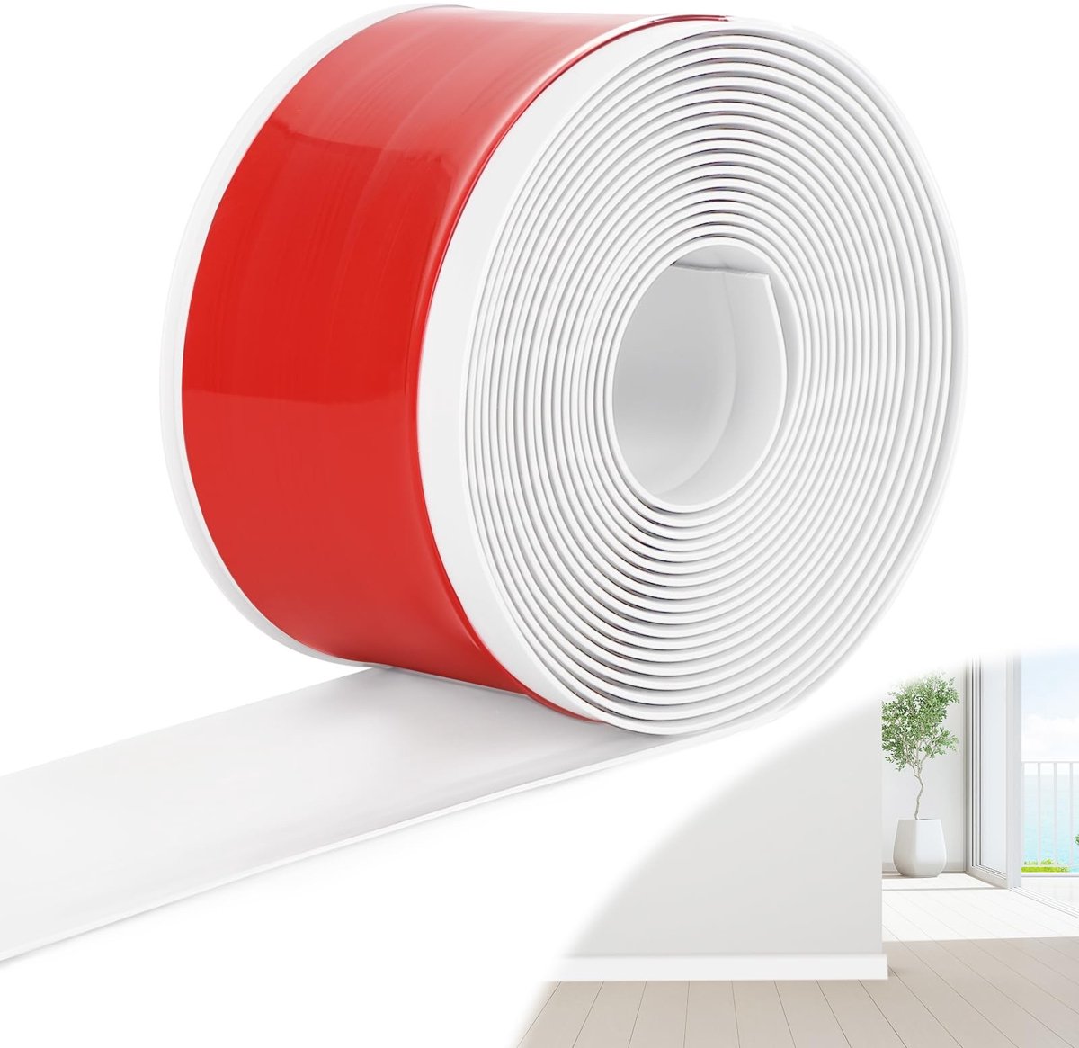 Dailygoods- Plinten 10 cm x 10 m - PVC Sealing Strip - Zelfklevende Plinten - Waterdichte Plinten - Schokbestendig - Eenvoudig te installeren - Vloerstrip