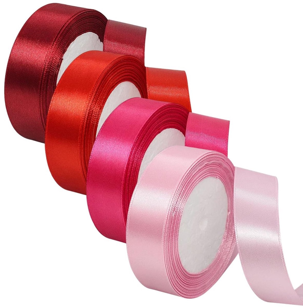 Dailygoods- Satijn Lint 4 Rollen - 2cm x 22m - Decoratie Lint - Cadeau Inpakken - DIY Creatief - Bruiloft/Feest Decoratie - Polyester Materiaal - Decoratielint