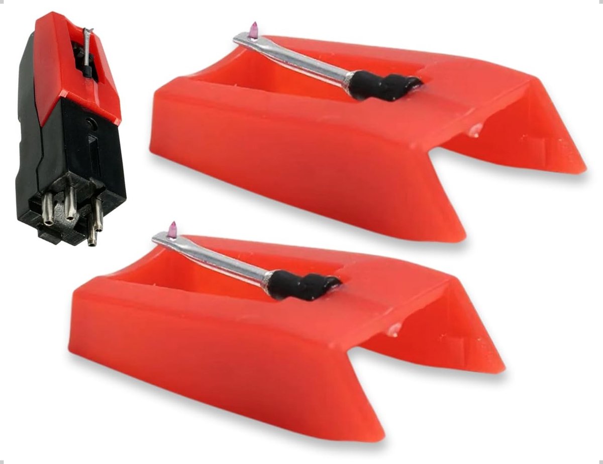 Dailygoods- Vervangende Naalden 2 Stuks - Compatibel met Crosley/Ion - Lichtgewicht/Duurzaam - Rood Ontwerp - Goede Geluidskwaliteit - Platenspeler Naald