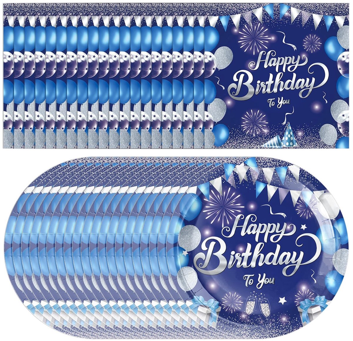 Dailygoods- Weefsels 20 Stuks - Blauwe Servetten - Feestbestek - Verjaardag - Eettafelaccessoires - Papiermateriaal 16,5x16,5 cm