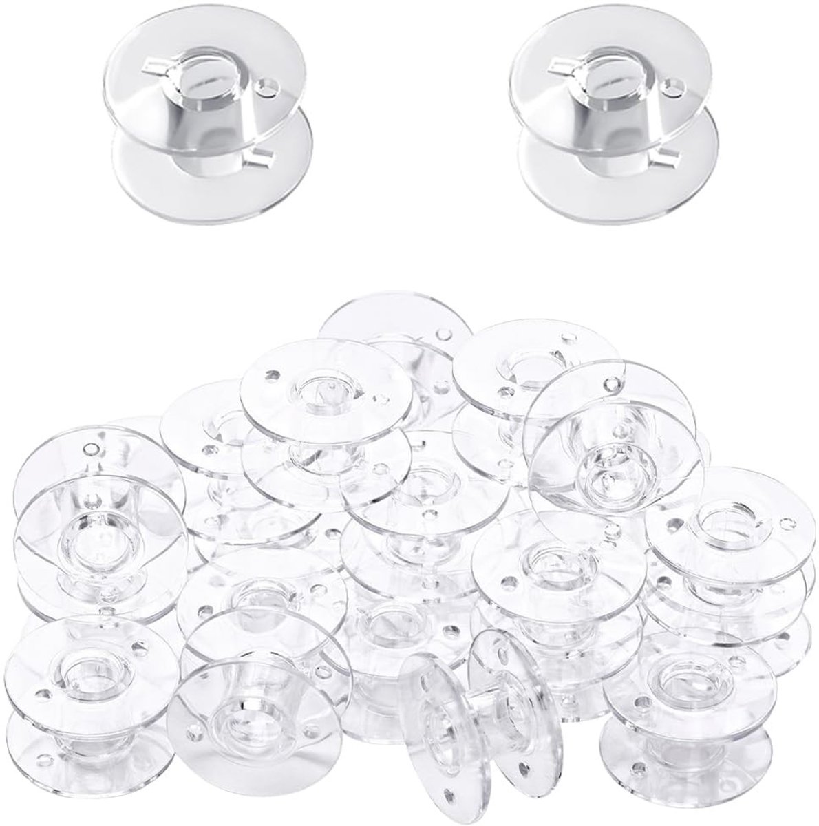 Dailygoods- Naaigaren 100 Stuks - Naaimachine Spoelen - Borduurspoelen - Naaiaccessoires - Plastic - Transparant - Universele Maat - Draadspoelen