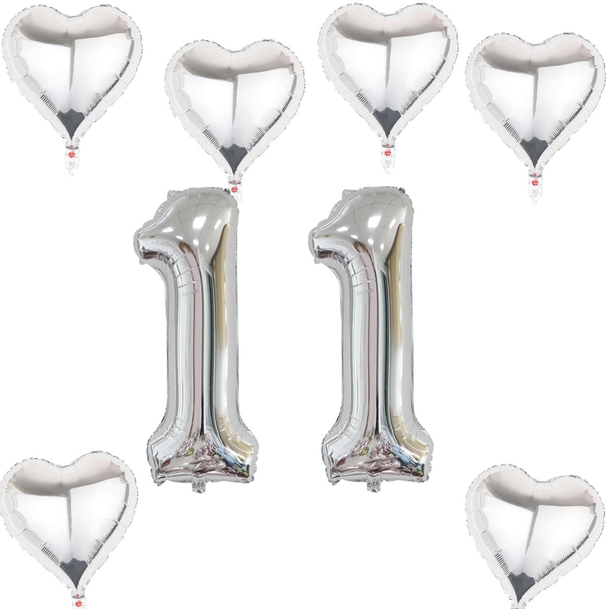Dailygoods- Folieballon XXL 40 inch - Cijferballon 11 - Verjaardagsdecoratie - Helium/luchtballon - Hoge vormvastheid - Inclusief opblaasrietje