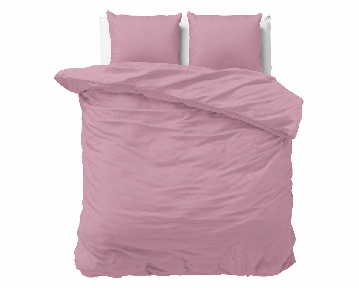 Decoware Dekbedovertrek Uni 240x220 cm - Roze - Katoensatijn - Met Kussenslopen - Lits-jumeaux