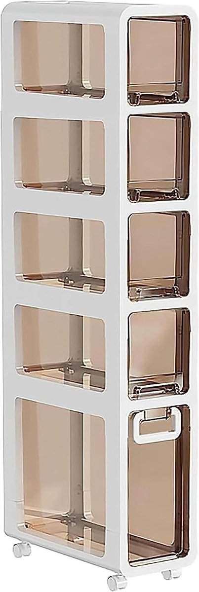 Opbergkast Badkamer - Smalle Kast - Ruimte Besparen - Geen Montage Vereist - 20cm Breed - Wit