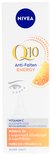 NIVEA Q10 Anti-Falten Energy oogcontourcrème met een gesneden sinaasappel. Beschrijft 3x vermindering van wallen en donkere kringen.