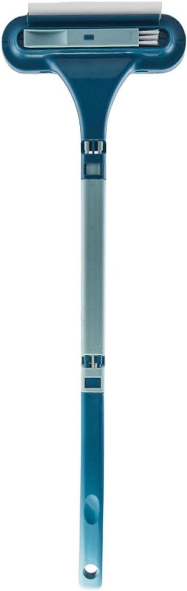 Raamscherm Reiniger - Borstel Raam - Schermen Schoonmaken - Afneembare Lange Handgreep - 63 cm - Blauw