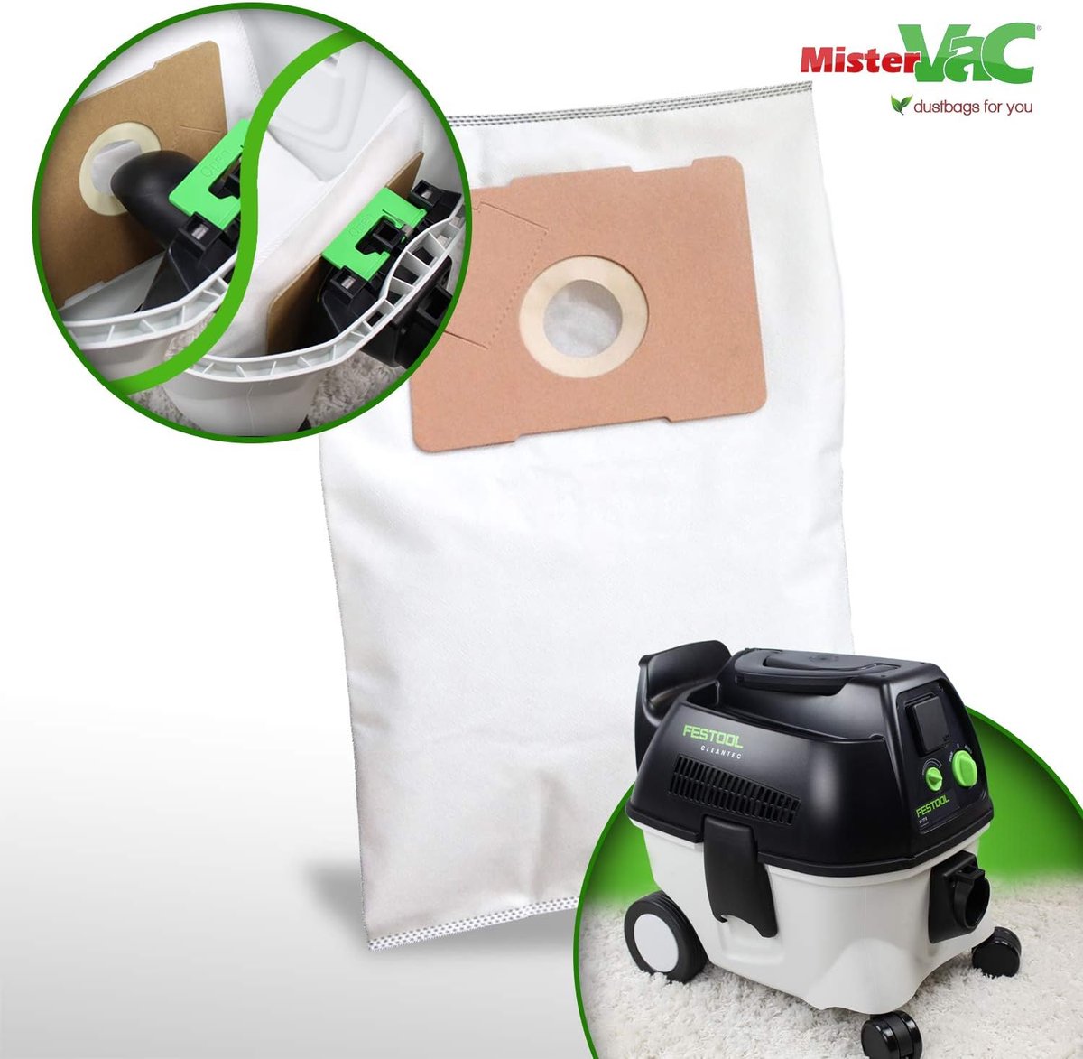 Stofzuigerzakken - Vlieszakken - Apparaat Schoonhouden - 5-laags Fleece - 5 Stuks - Wit