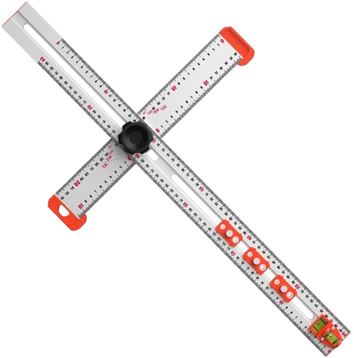 Houtbewerkingsliniaal - T-vierkant liniaal - Nauwkeurig meten - Verstelbare hoek - 17 cm - Zilver