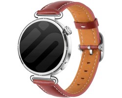 Strap-it Vierkant leren bandje geschikt voor Huawei Watch GT 6 - 41mm / GT 5 Pro - 41mm / GT 5 - 42mm / GT 4 - 41mm / Fossil Gen 6, 5e - 42mm / Charter HR / Q Venture Gen 4-3 / Xiaomi Watch S4 - 41mm / Withings ScanWatch 2, 1 & Light - Wijnrood