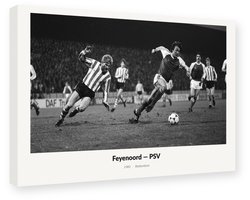 PSV Feyenoord 1981 Wijnstekers Thoresen - Voetbal Schilderij Canvas 30x20 cm - Vintage Sport Wanddecoratie Muurdecoratie - Canvas op Frame, Voetbal