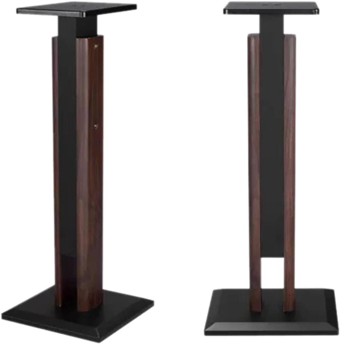 Luidsprekerstandaards Hout - Versterker Verhogers - Geluid Optimaliseren - Hoge Draagkracht - 65-88 cm Verstelbaar - Zwart Walnoot
