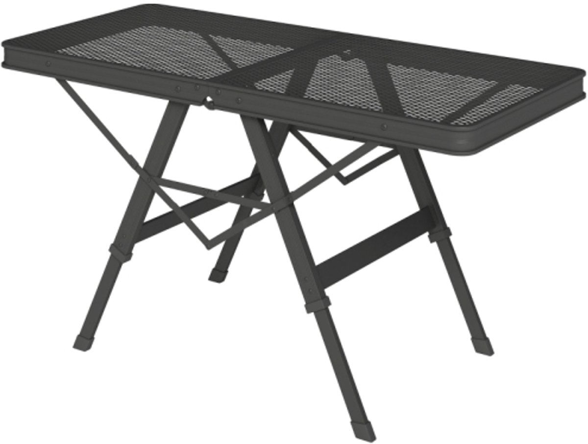 Campingtafel - hoogteverstelbaar - klaptafel met metalen rooster - opvouwbaar - tuintafel van aluminium licht - multifunctionele tafel - bijzettafel - voor tuin, balkon en camping - zwart