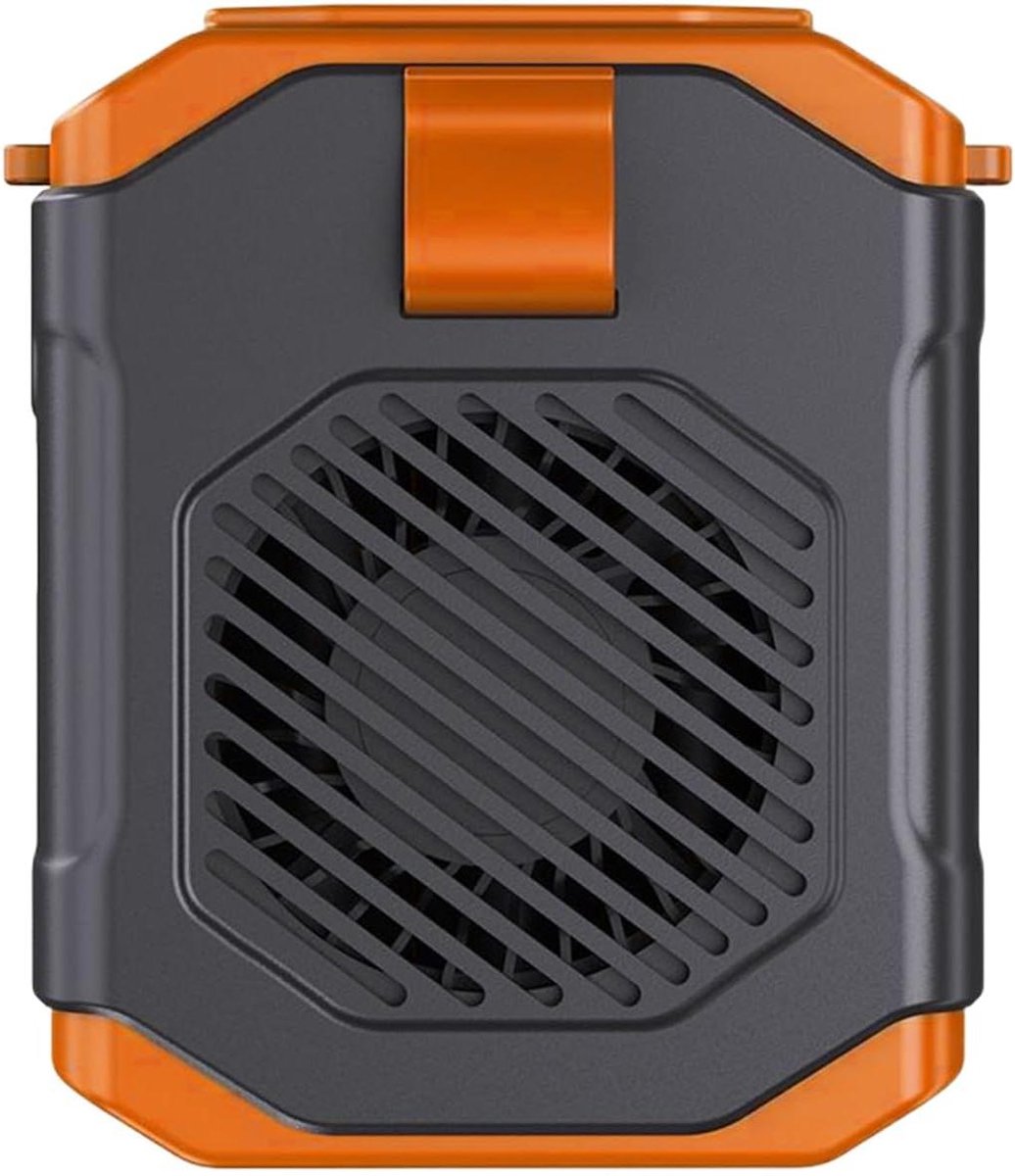 Draagbare Ventilator - Heup Ventilator - Buitenactiviteiten Koeling - Met LED Zaklamp - 9.4x6.8x11.3 cm - Oranje