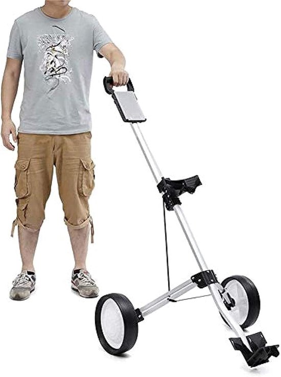 Golfkar - Golf trolley - Golfbaan transport - Opvouwbaar ontwerp - 2 wielen - Zilver — afbeelding 4