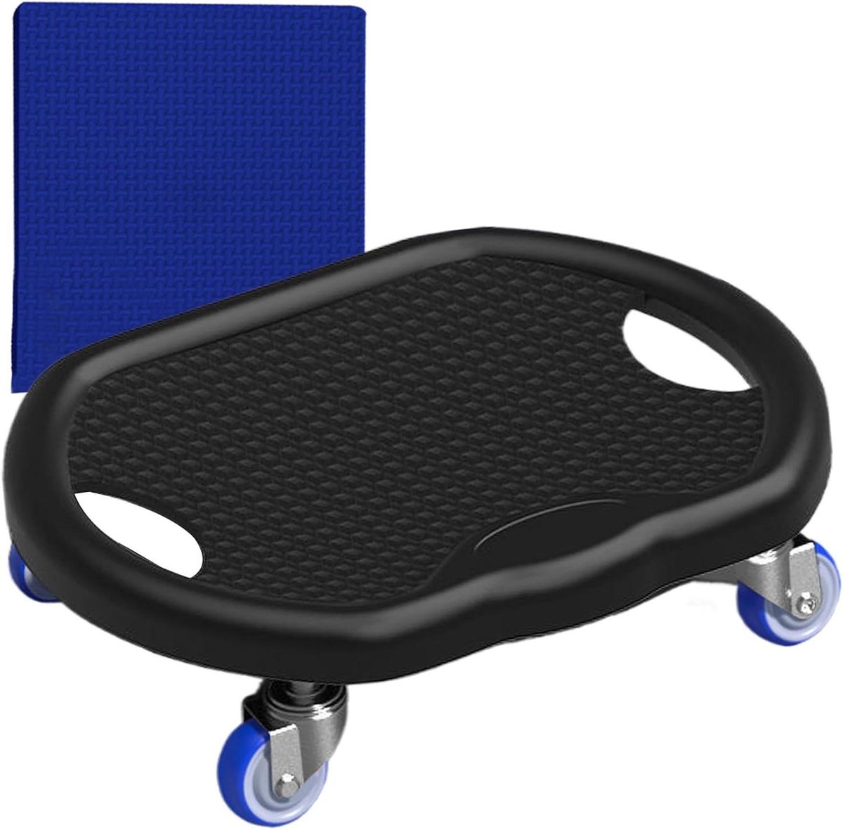 Buikrol met mat - Fitnesswiel - Thuis trainen - Stil en comfortabel - 32 cm breed - Zwart