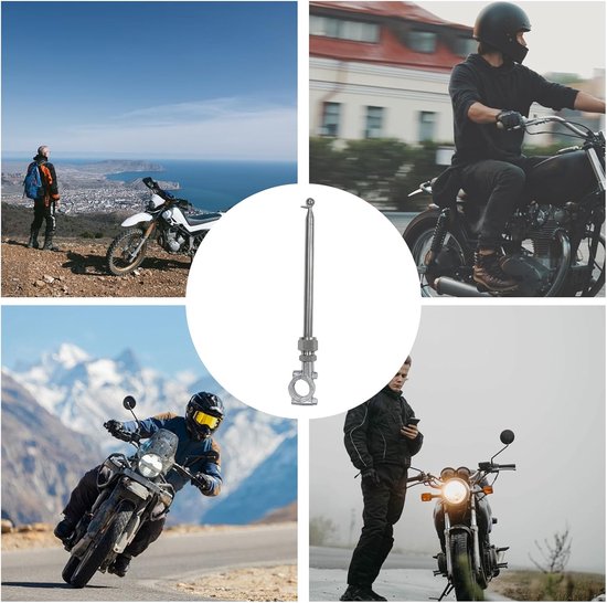 Motorvlaggenmast Telescopisch - Vlaggenhouder Motor - Lange Ritten - Verstelbare Lengte - 160 cm - Zilverkleurig — afbeelding 5