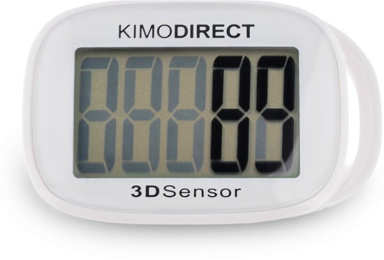 KIMO DIRECT Stappenteller met Clip en Draagkoord - Stappen Tellen - Activity Tracker - 3D Sensor - Groot Scherm - Wit