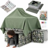 Fort Bouwplaten Set + Uitbreidingspakket - 68 Onderdelen - Kasteel Bouwen - Speeltent - Speelhuis Bouwset - Fort bouwen - Bouwpakket - Bouwspeelgoed - Constructiespeelgoed voor Kinderen