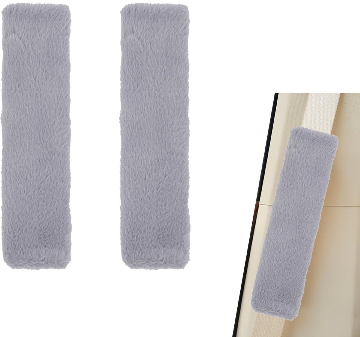 Dailygoods- Zitveiligheidspads Zacht - Imitatie Konijnenbont - 2 Stuks - Voor Volwassenen/Kinderen - Eenvoudige Installatie - 24 cm x 7 cm