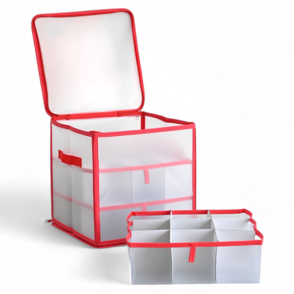 Dailygoods- Opbergdoos Inklapbaar - Sorteerdoos - Kersttas voor Kerstballen - Transparant - 27 Delen met Inzetstukken - Ruimtebesparend - Opbergbox