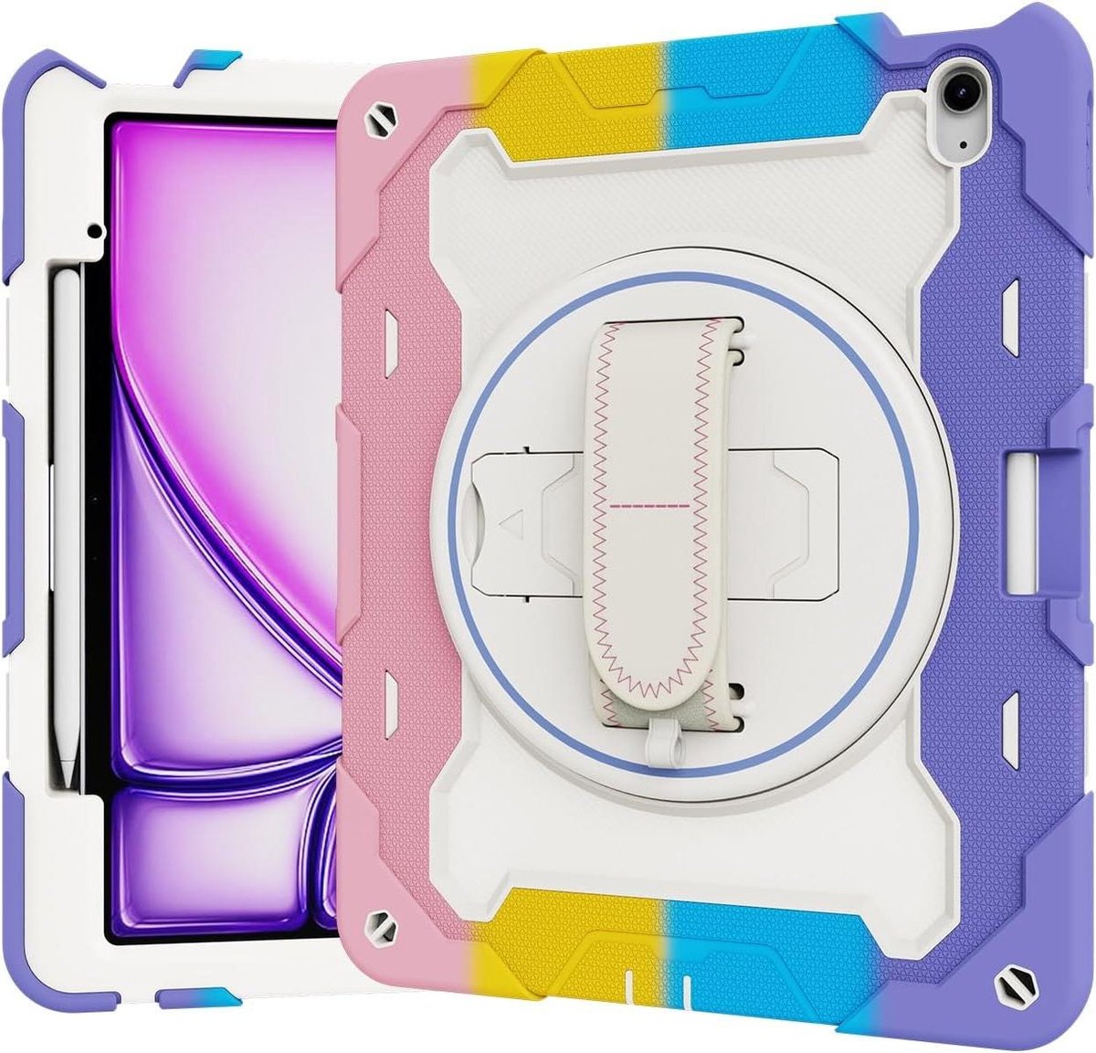 Tablet hoes - Beschermhoes Kinderen - Robuuste bescherming - Met draagriem - 13 inch - Roze
