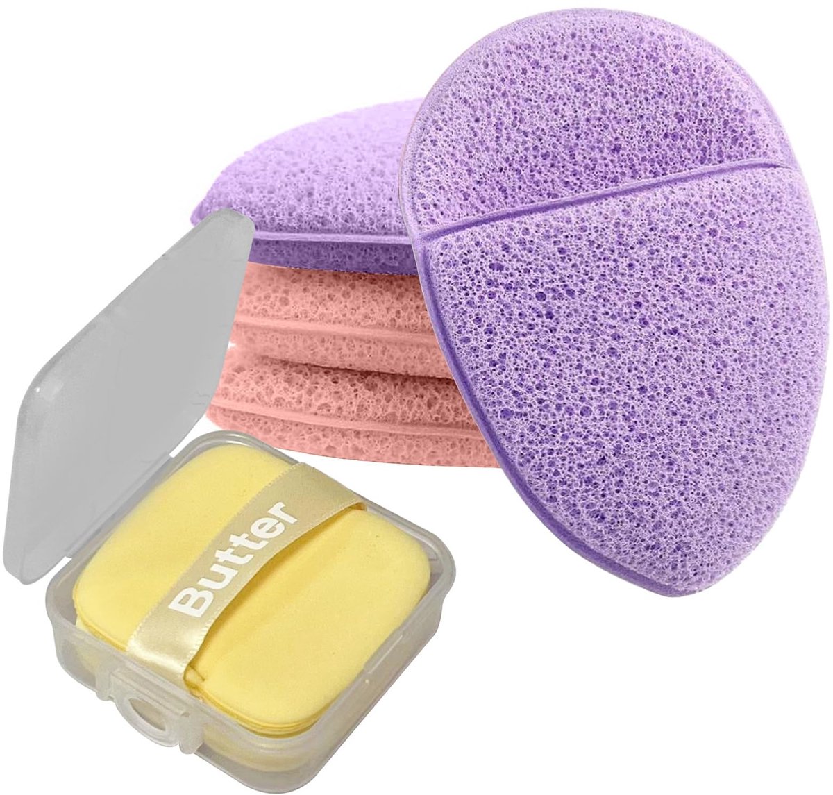 Dailygoods- Peelingspons Set van 6 - Herbruikbare Make-uppads - Diepe Reiniging - Zacht en Huidvriendelijk - Ideaal voor Alle Huidtypes - Meerkleurig (Geel/Roze/Paar)