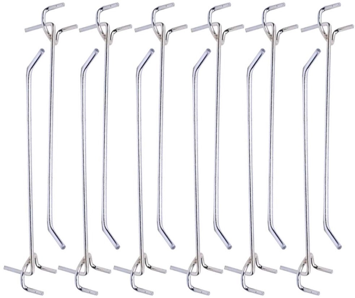 Dailygoods- Pegboard Haak 40 Stuks - Heavy Duty - L-vormige Haken - Hanger voor Kleding/Sleutels - Voor Garage/Keuken - 20 cm - Opberghaak