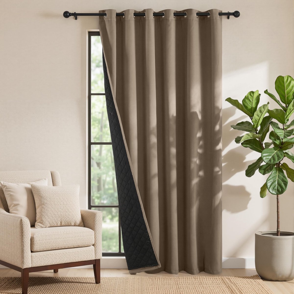 Dailygoods- Verduisterend Gordijn Dubbellaags - Verduisterende Gordijnen - Koudisolerende Gordijnen - 210 cm Hoog - 200 cm Breed - Extra Dikke Voering