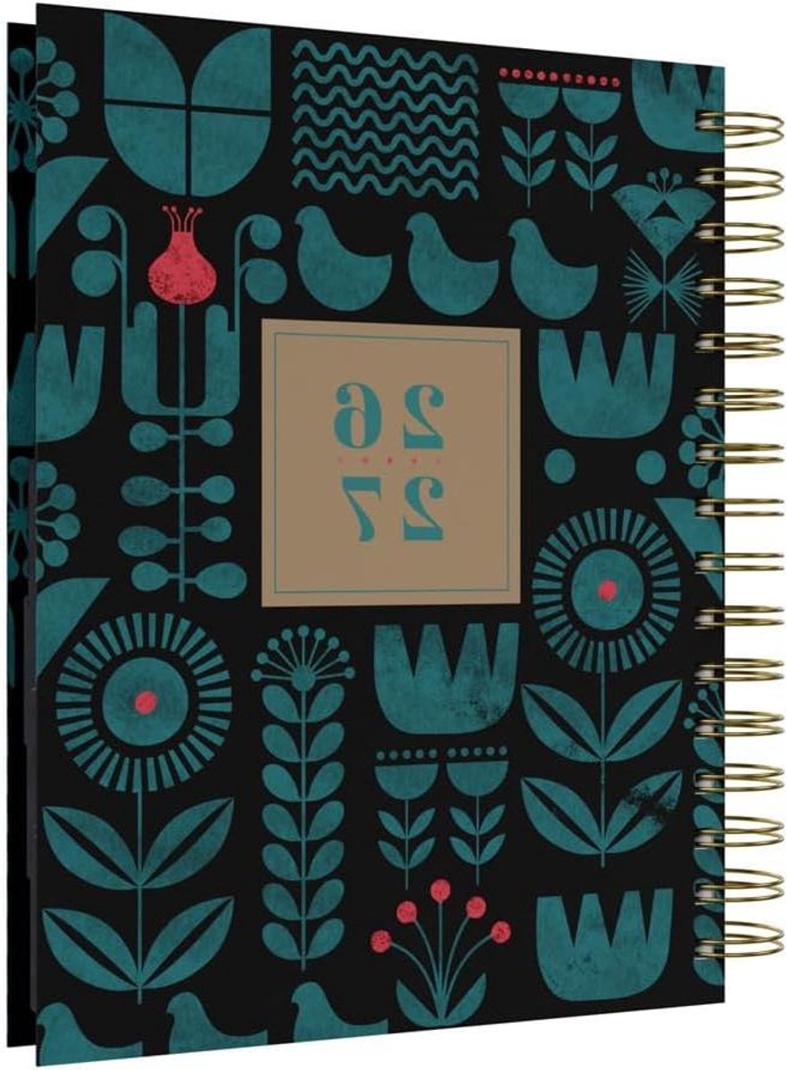 Academische Jaarplanner - Dag-tot-pagina - Academie Jaar Plannen - Recycled Materiaal - A5 Formaat - Zwart/Blauw
