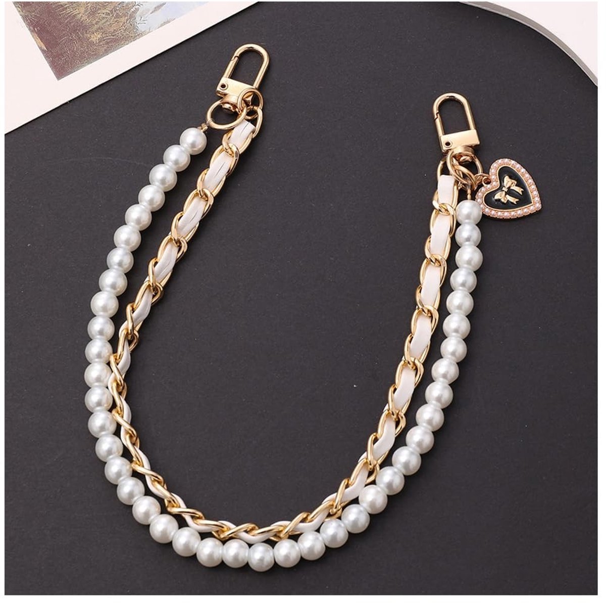 Dailygoods- Draagriem met karabijnhaak - Tasriem - Handtasriem - Ketting - Leer/Metaal - 26 cm lengte - DIY Accessoire