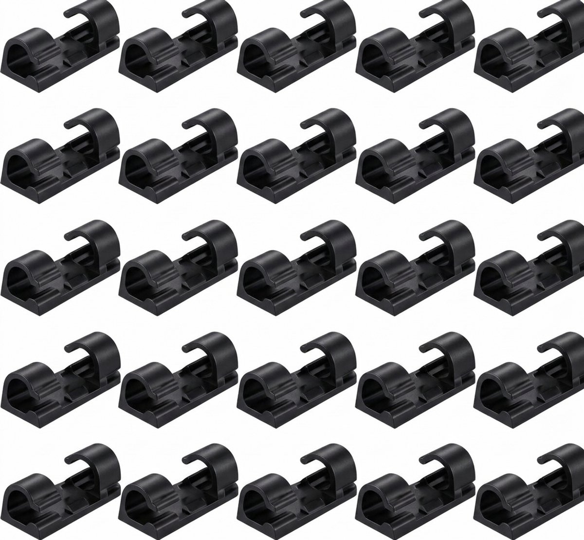 Kabelclips - 20 Stuks - Kabelhouder - Zwart - Zelfklevend - Kabelbinder - Kabel organiser - OXILO