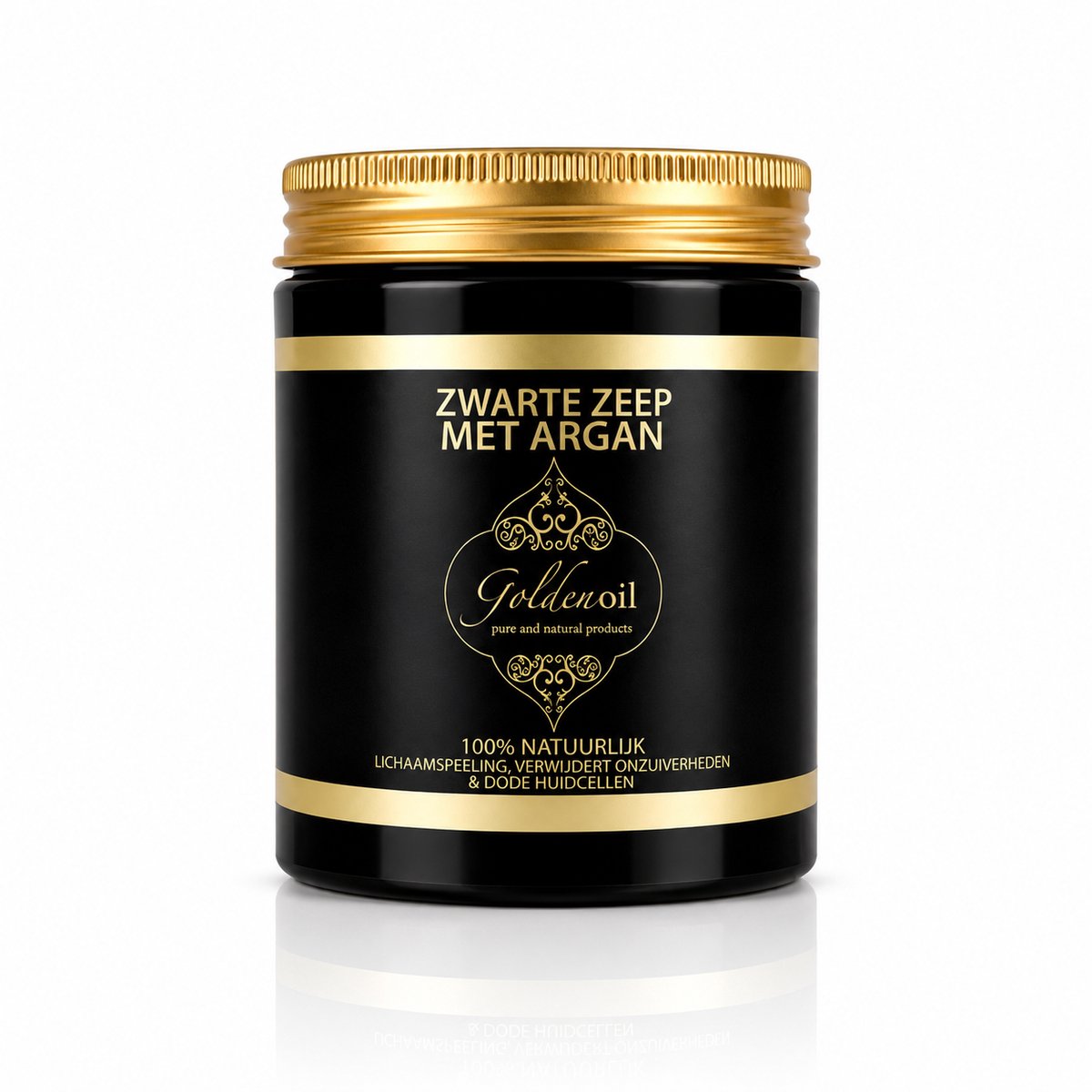 Goldenoil - Zwarte Zeep met Arganolie - Savon noir - Body scrub - Diepreinigend - Lichaamspeeling - Kalmerend - Beschermend - 100% natuurlijk - zwarte zeep