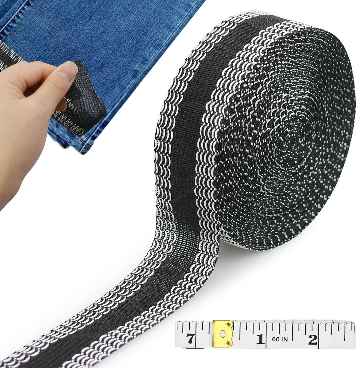 Dailygoods- Zoomband 10 m - Strijkband - Plakband voor Kleding - Dubbelzijdig Meetlint 1,5 m - Uitstekende Hechting - Voor Naadloze Afwerking - Kledingband