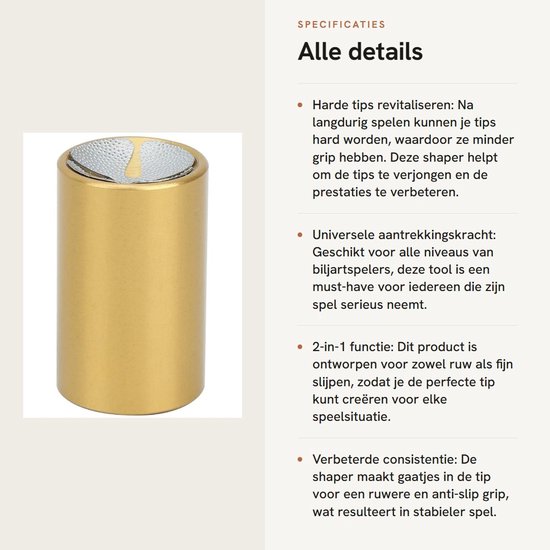 Tip Shaper voor Biljartkeu - Aluminium Pool Tip Shaper - Scuffer Tool - Geel - 30x18mm van Merkloos — afbeelding 5