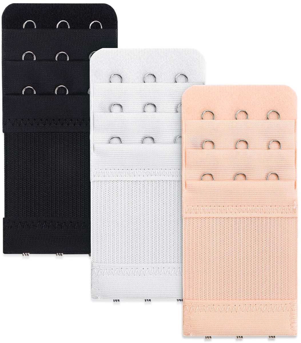 Dailygoods- BH-bandverlengers 3 stuks - Zachte rekbare beha-verlenging - Roestvrijstalen haken - Antislip - Comfortabele damesbeha-extenders - Maat 9,7 x 4,4 cm - Beha-extender