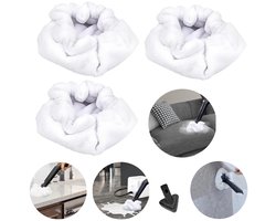 3 stuks Reinigingspads - Stoomreiniger vezeldoek - Stoommoppad - Driehoekige borstelkophoes - Handstoomreinigerkophoes - Herbruikbaar - Elastische opening - Geschikt voor Dupray stoomreiniger (12,95*5,84 cm - Wit)