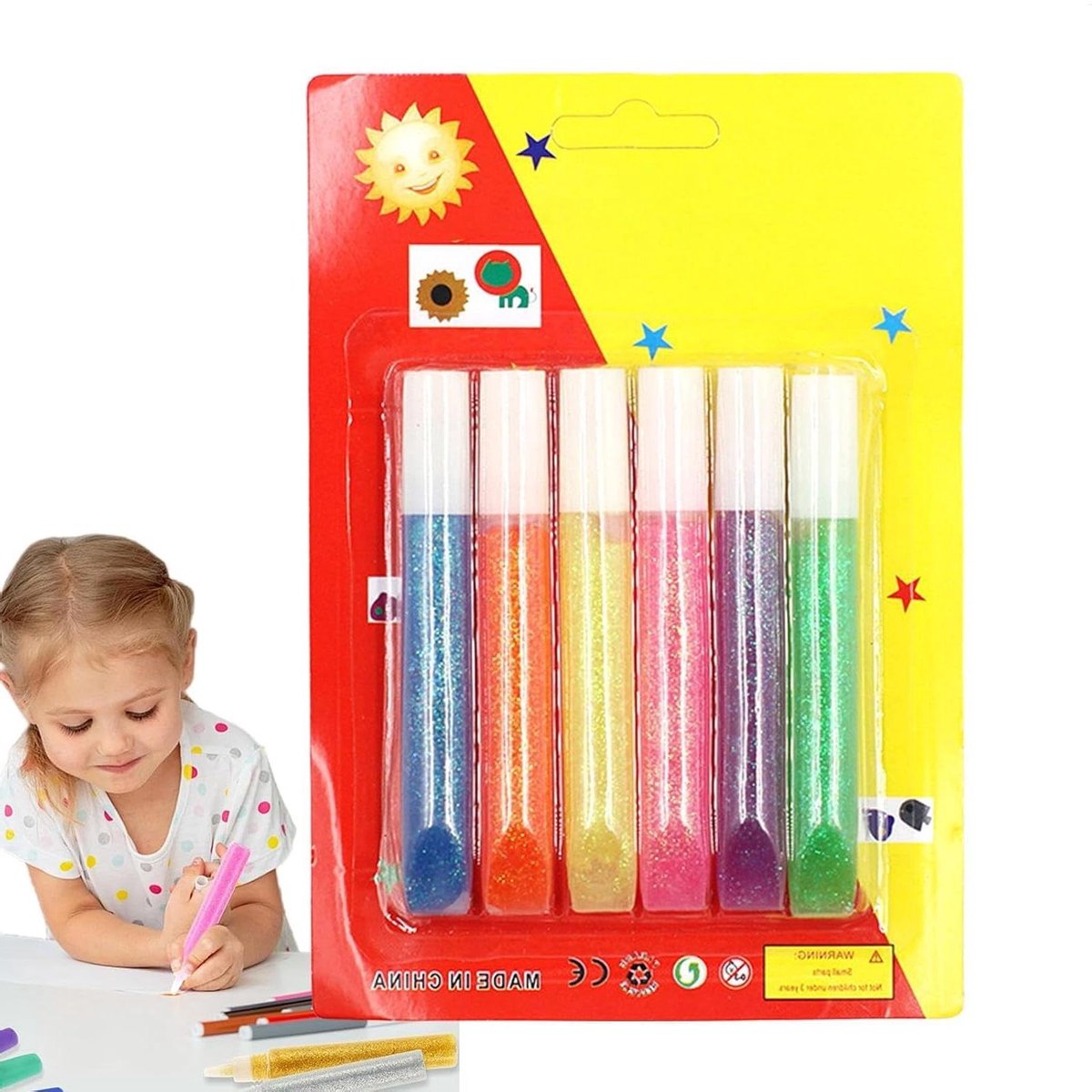 Glitter lijmpennen - Creatieve lijm - Kunst en knutselen - Fijne punt precisie - 6 stuks - Kleurrijk