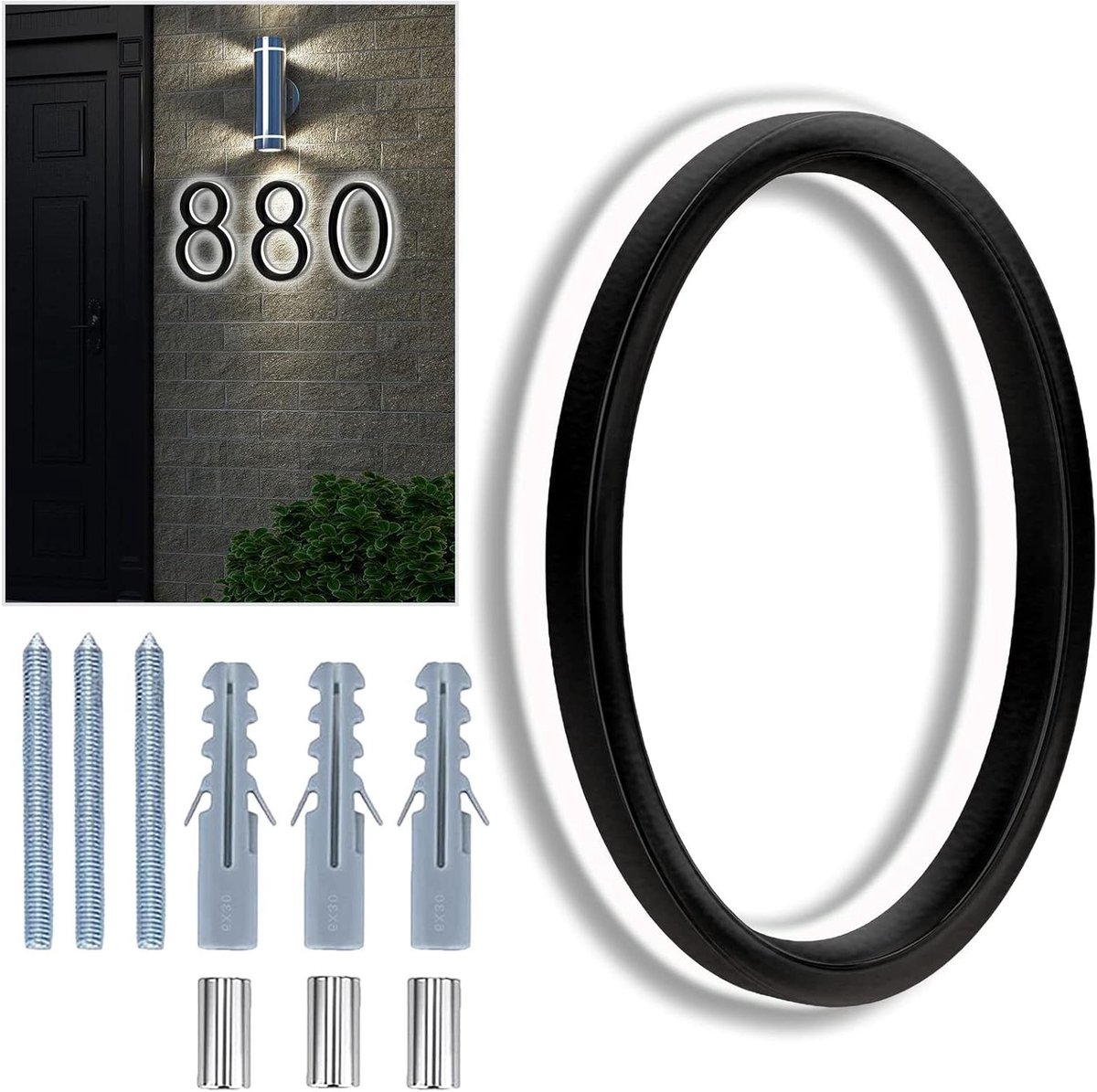 Huisnummer 8 Inch - Nummerbord Huis - Huis Herkenning - Zwart Metaal - 8 Inch - Zwart