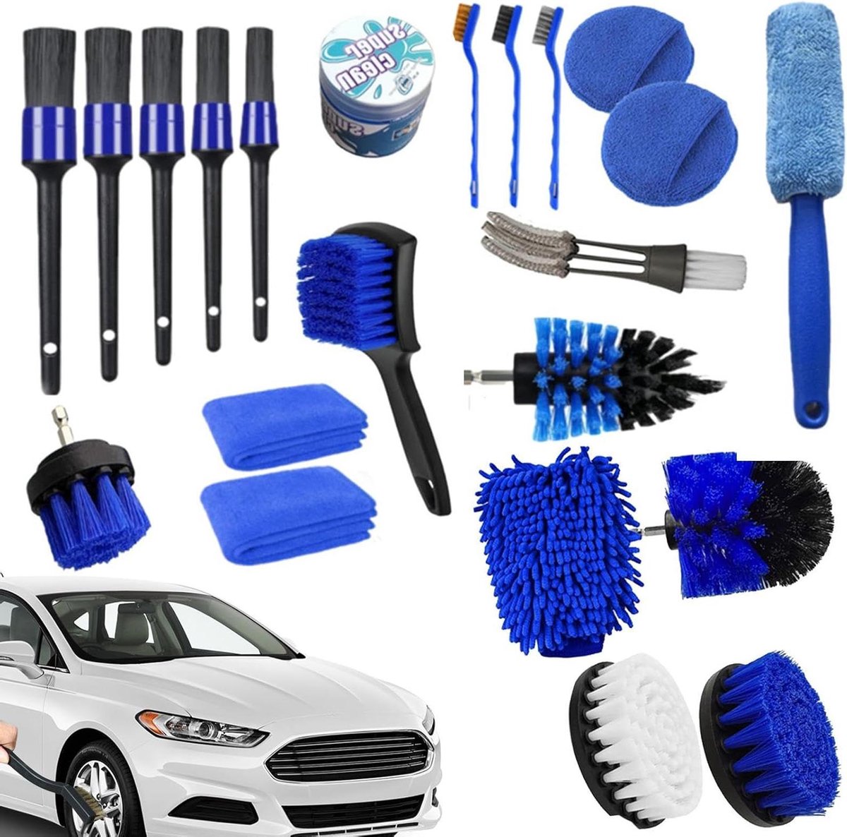 Auto Poetsborstels - Detailing Set - Auto Reinigen - 30 Delige Kit - Diverse Maten - Meerkleurig