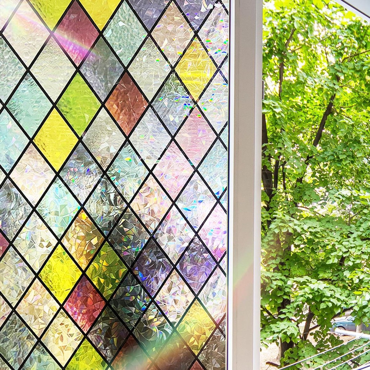 Raamfolie Privacy - Matglas Folie - Creëer Privacy - Regenboog Effect - 30 cm x 2 m - Mult
