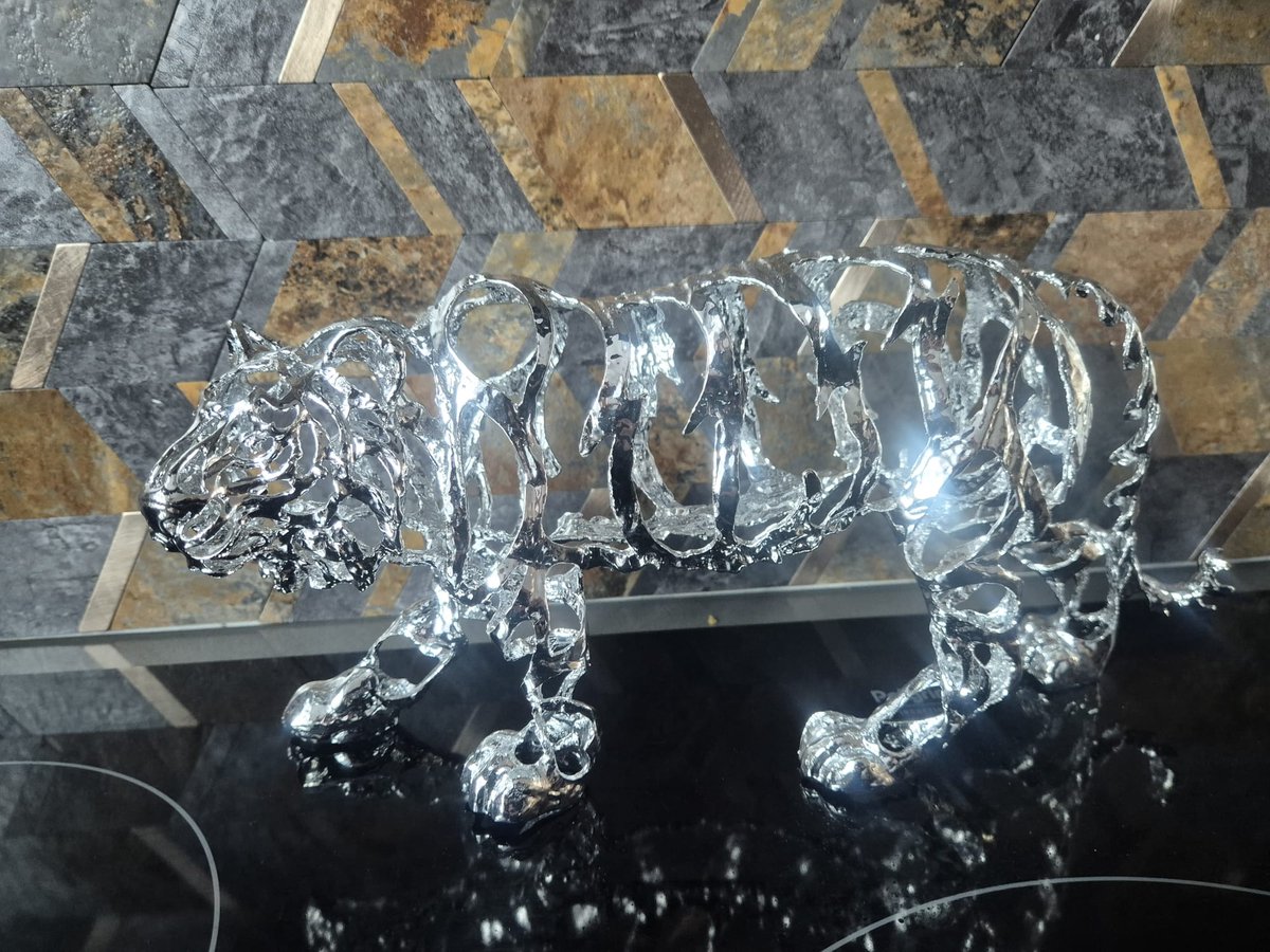 Eviva Home Deco Zilveren Opengewerkt Tijger Beeld - Luxe Design Dierenfiguur uit de 'Jungle Passion' Serie - Hét Statement voor jouw Interieur