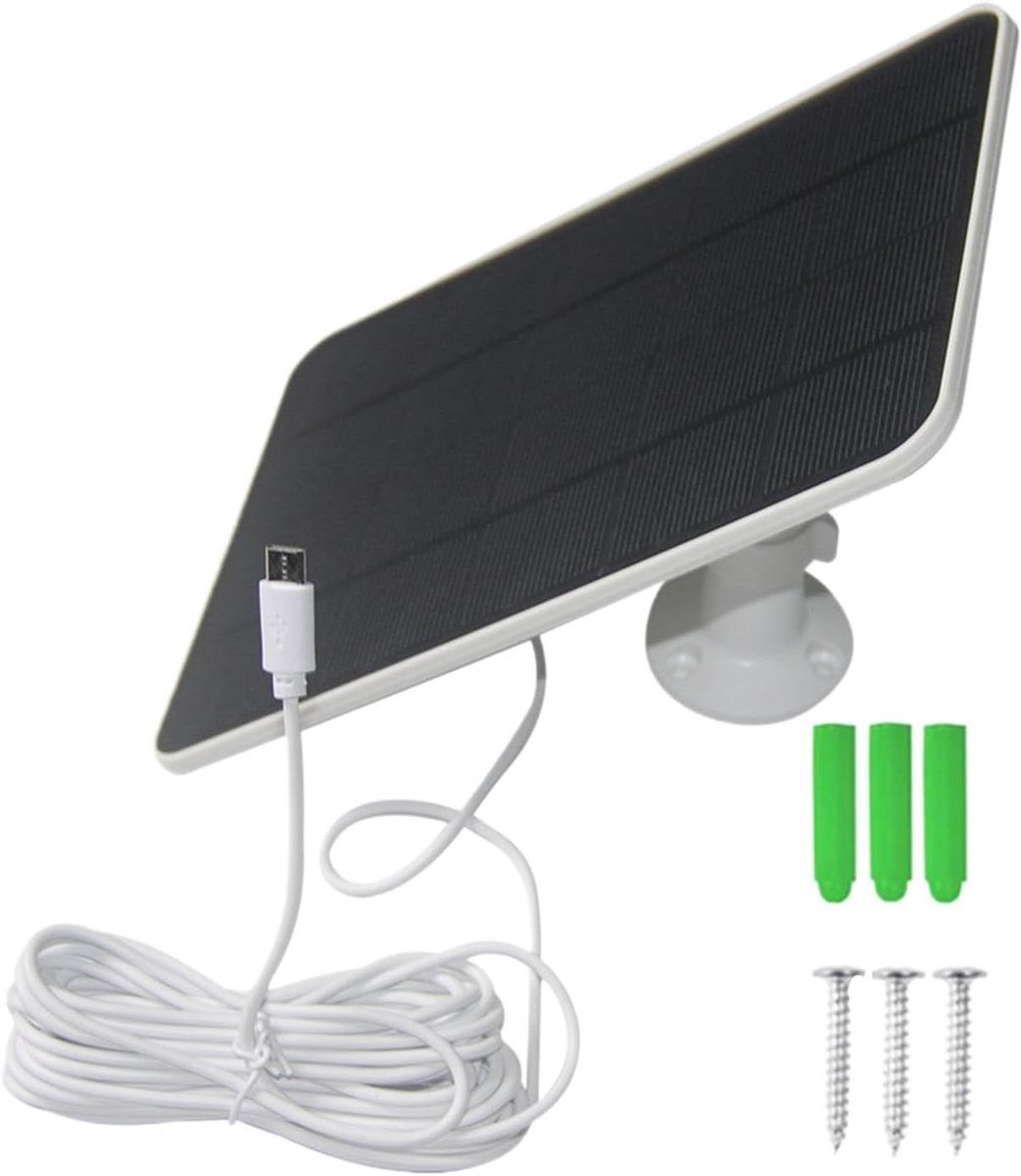 Zonnepaneel Camera - Solar Charger - Continue Stroom - Weerbestendig Ontwerp - 20.5x14x1 cm - Zwart