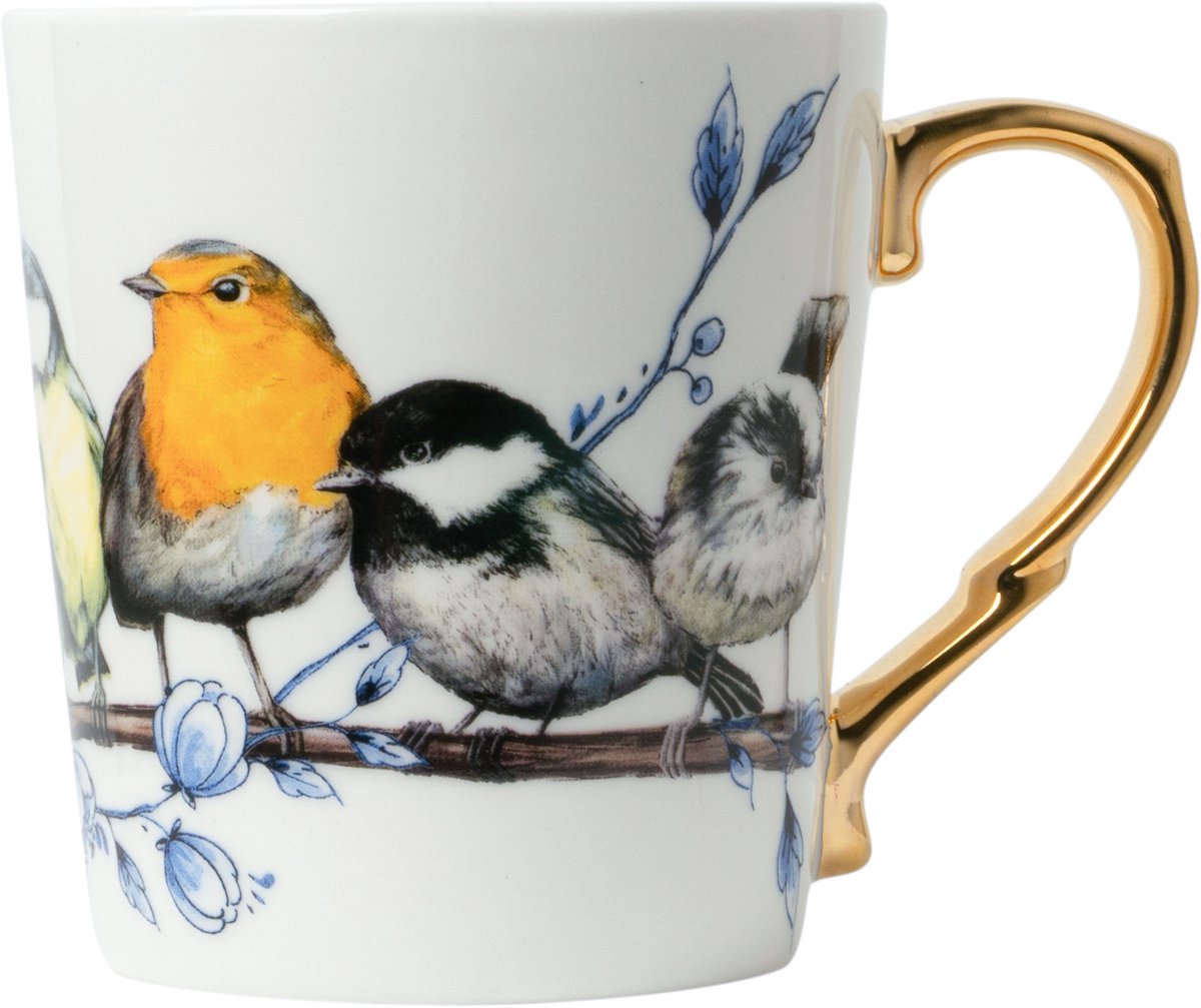 Heinen Delfts Blauw mok Bosvogels