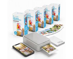 Mobiele Fotoprinter Combideal met 110 Fotovellen - Mini Printer Incl. Fotopapier Refill - Draagbare Printer met Navullingen - Formaat van 54x80 mm - Portable Photo Printer Phone - Mini Pocket Thermal Printer - Draadloze Foto Afdrukker - Silvergear